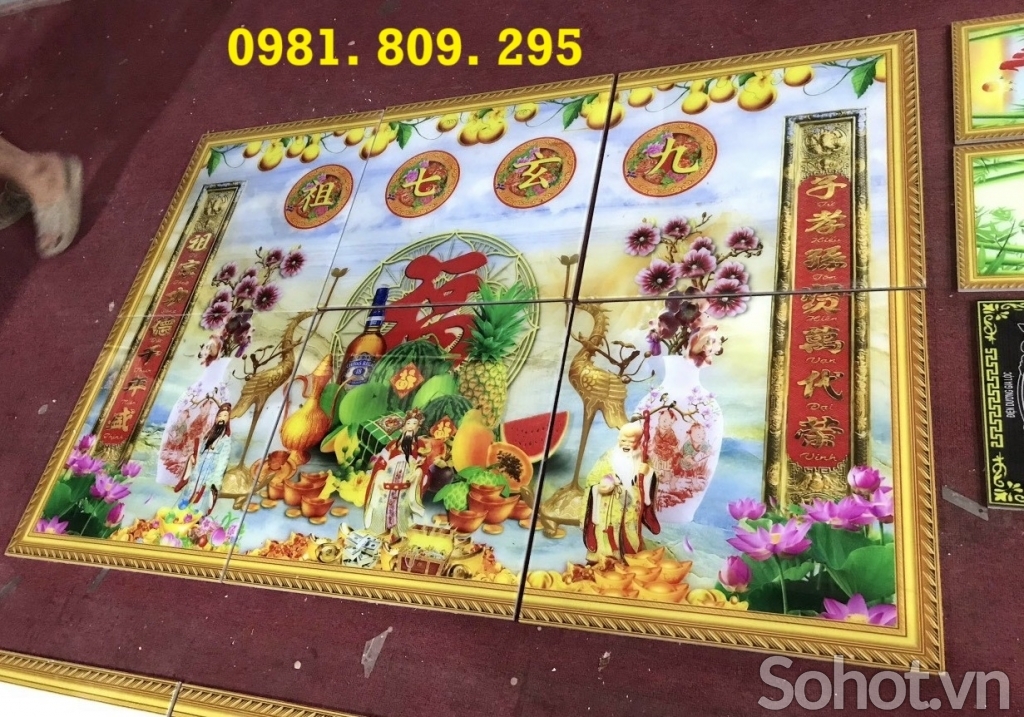 Tranh gạch men ốp tường phòng thờ đẹp GS839