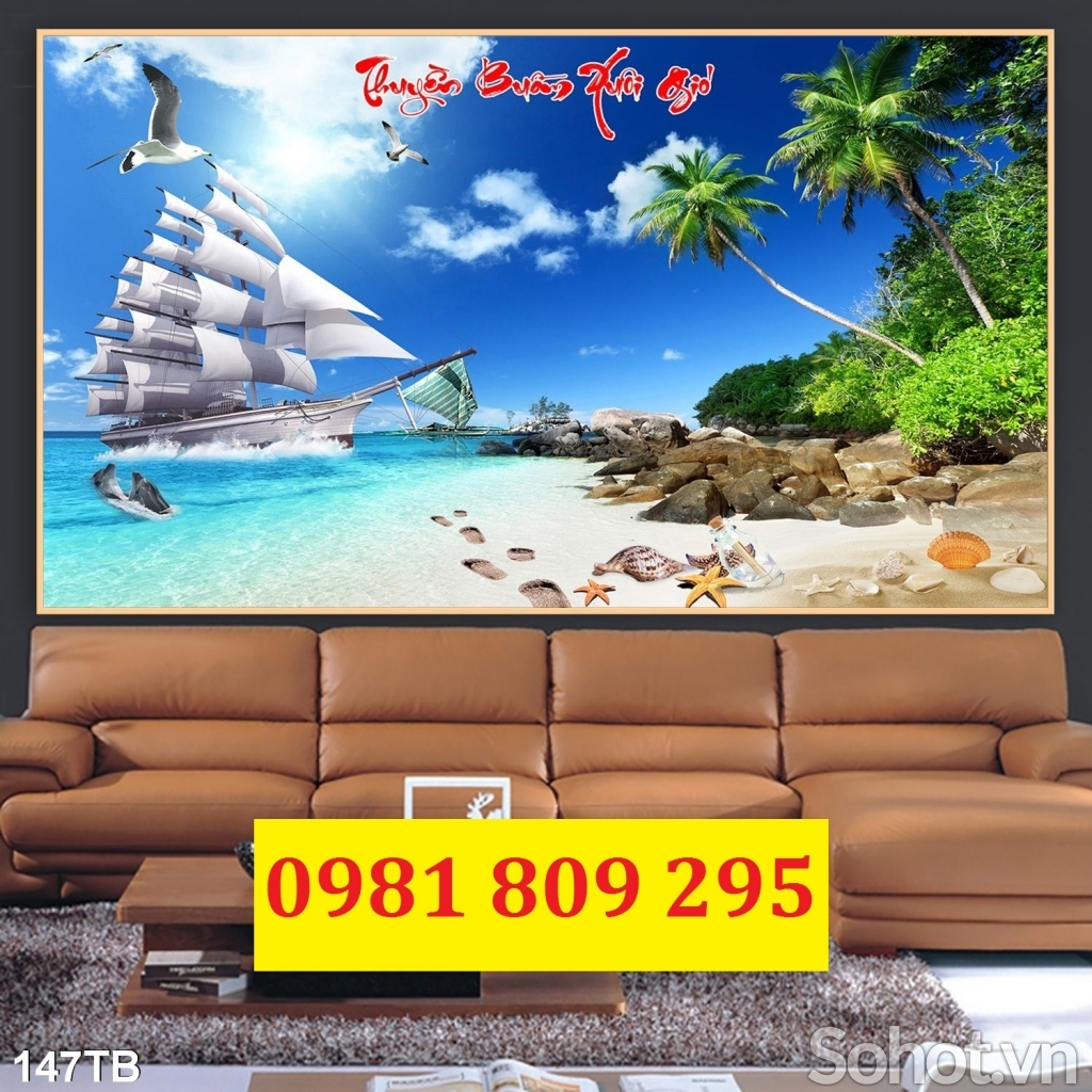 Tranh ốp tường , gạch tranh thuyền buồm 3d