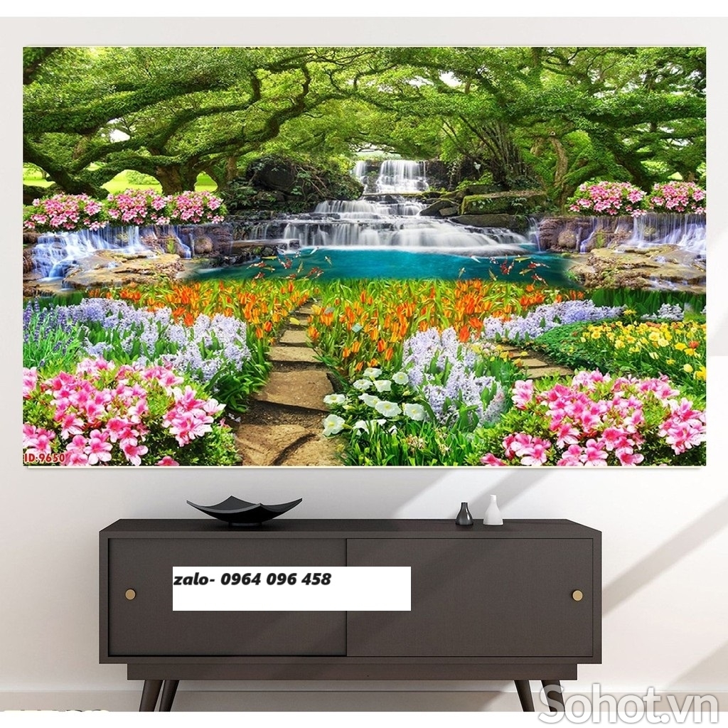 Tranh gạch 3d phong cảnh vườn hoa - SCXB32