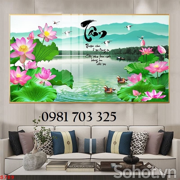 Tranh hoa sen, tranh gạch men 3D