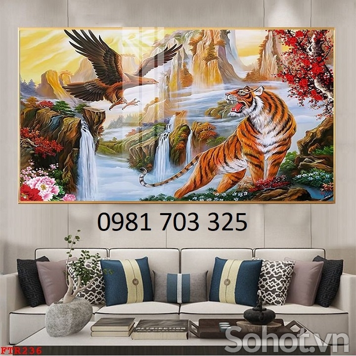 Tranh gạch hổ 3D trang trí