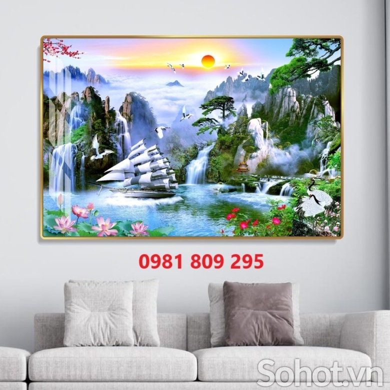 Tranh gạch , gạch ốp tường cao cấp thuyền buồm HN999