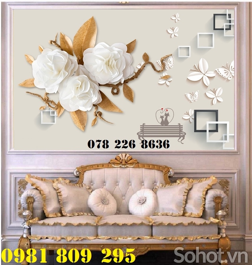 Gạch trang trí hoa ngọc 3d , gạch ốp tường