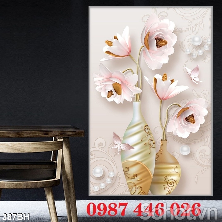 Tranh gạch men bình hoa HP97373
