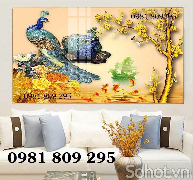 Tranh chim công 3d - tranh gạch chim công FDGFHG5