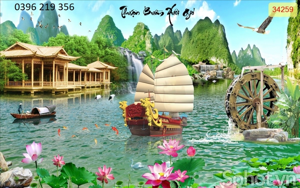 Tranh gạch men trang trí tường 3D Thuận Buồm
