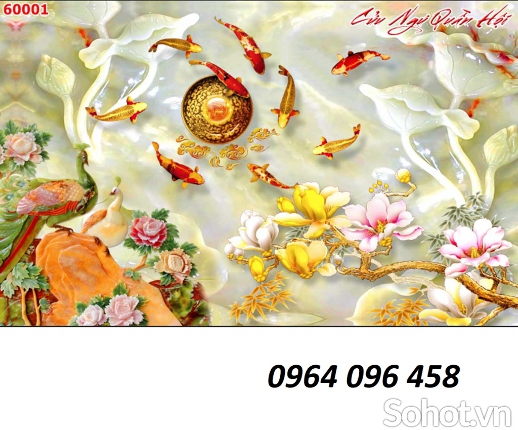 Tranh gạch 3d cửu ngư quần hội - 7998CB