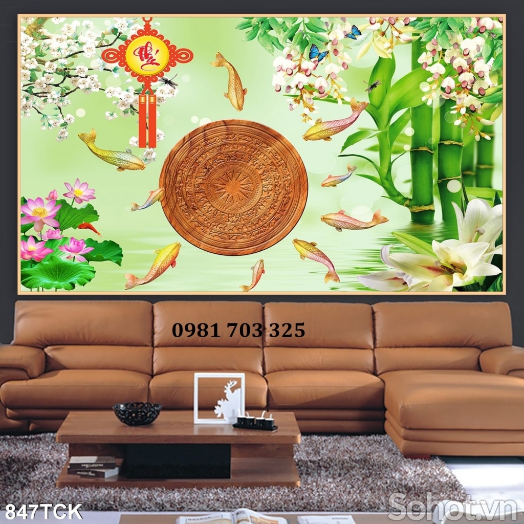 Tranh gạch hình cá chép trang trí