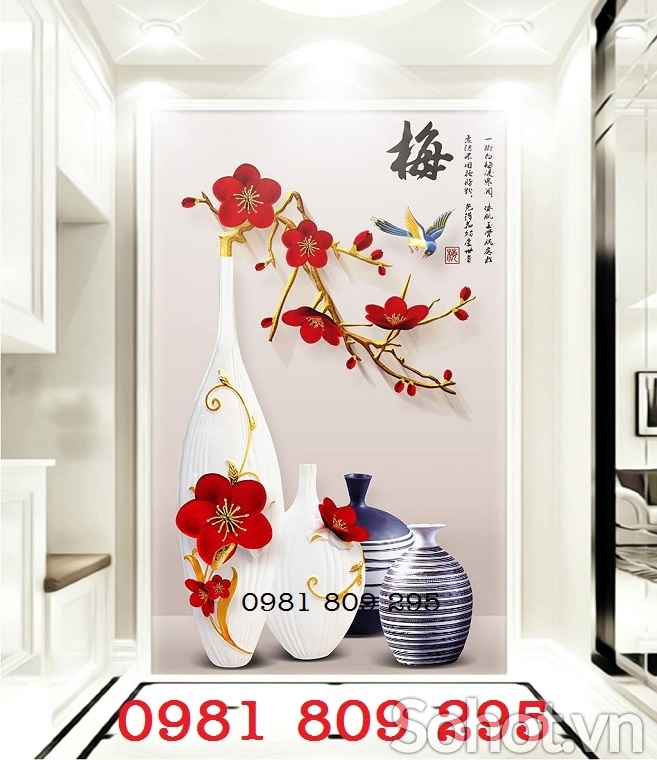 Gạch tranh , tranh cao cấp 3d bình hoa