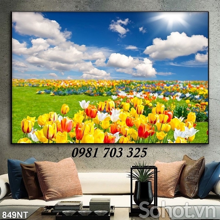 Tranh gạch 3D trang trí hình vườn hoa