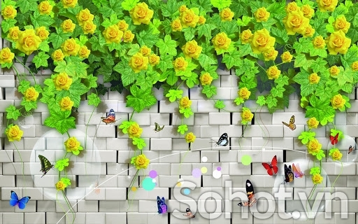 tranh gạch 3d - tranh hoa hồng - NC23