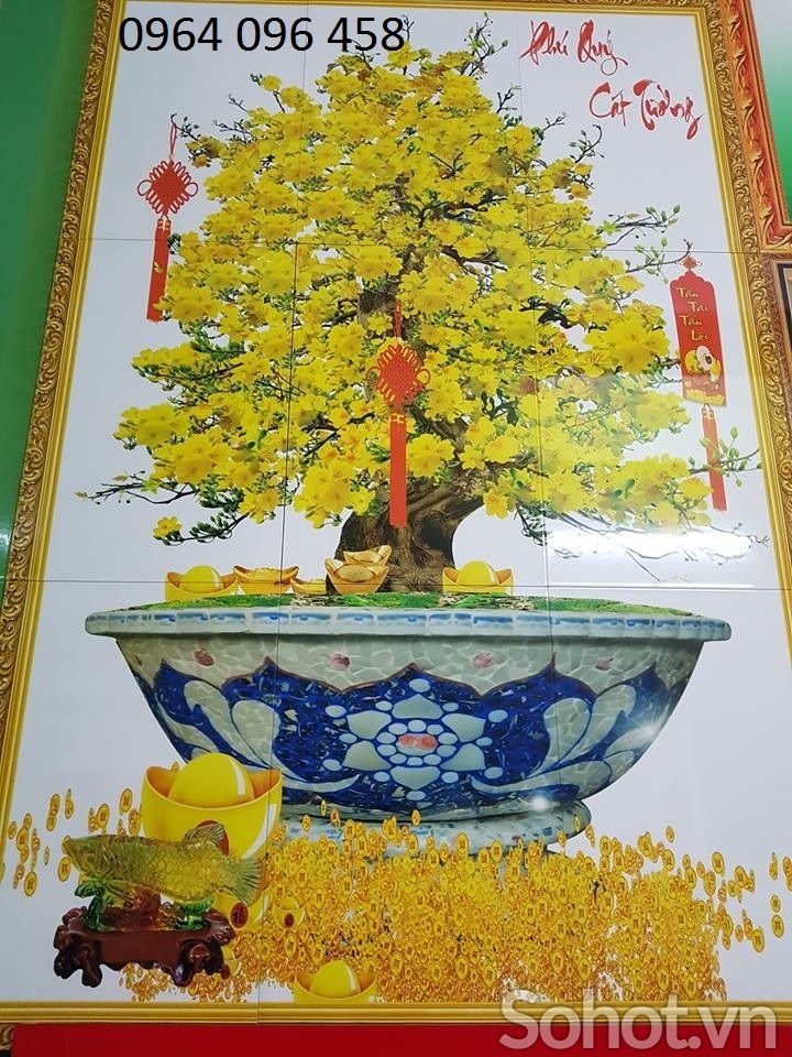 Tranh gạch cây tiền vàng 3d - 765CN