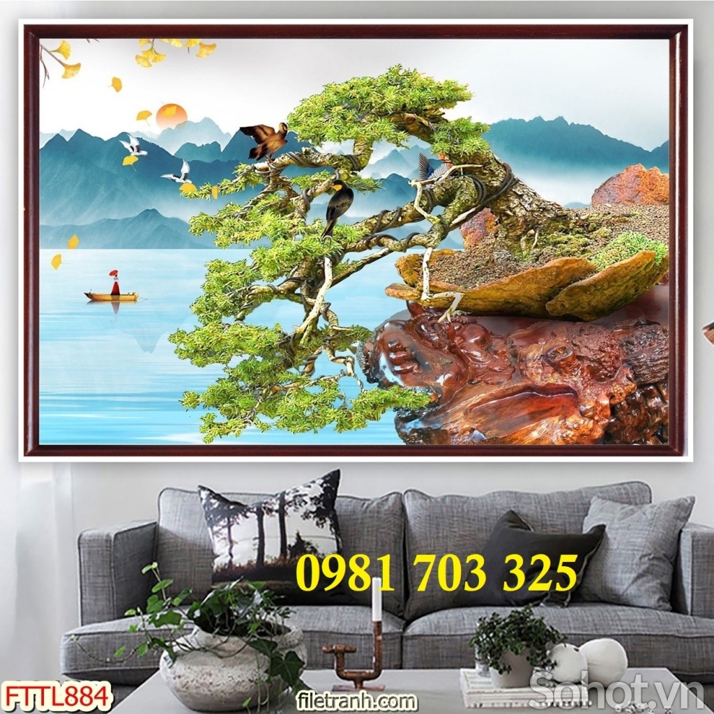 Gạch tranh đẹp hoa mai vàng