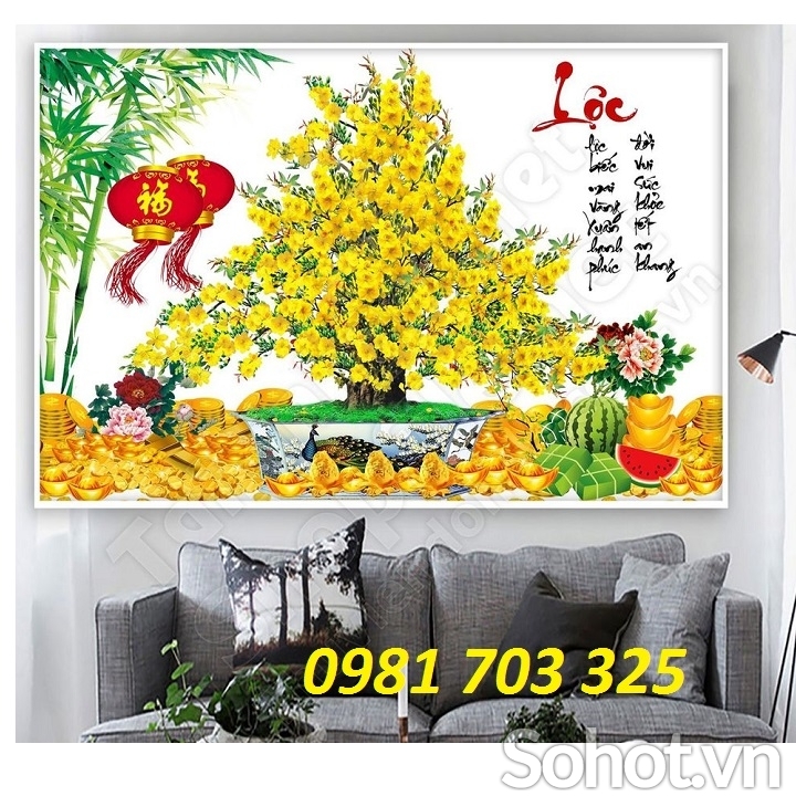 Tranh gạch 3D phòng khách- gạch tranh hoa mai