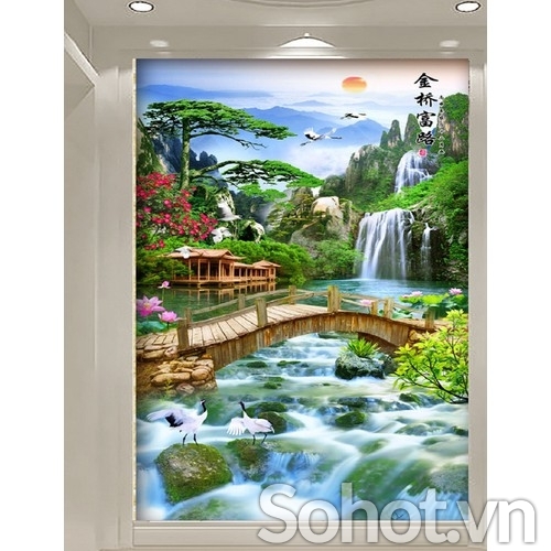 gạch tranh 3d cảnh sông nước
