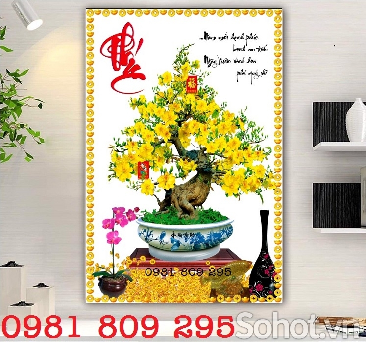 Tranh hoa mai , gạch tranh 3d hoa mai