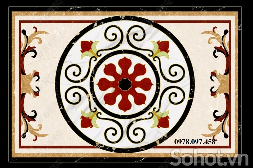 Thảm phòng khách - gạch men 3D