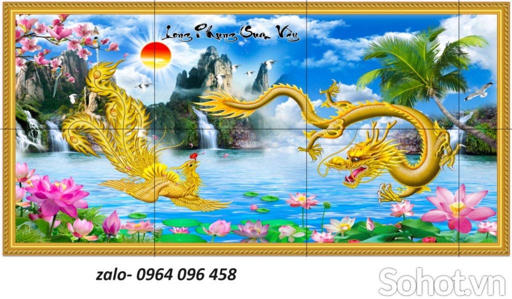 Tranh gạch 3d ốp tường rồng phượng - 789B