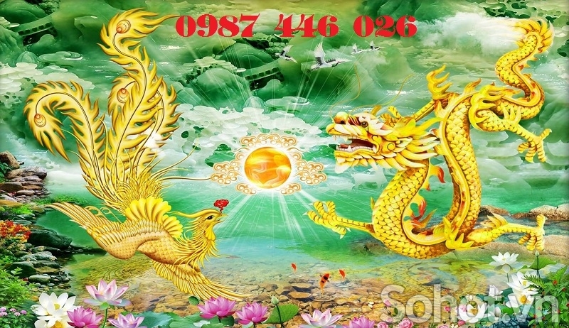 Tranh gach men rồng vàng HP9273
