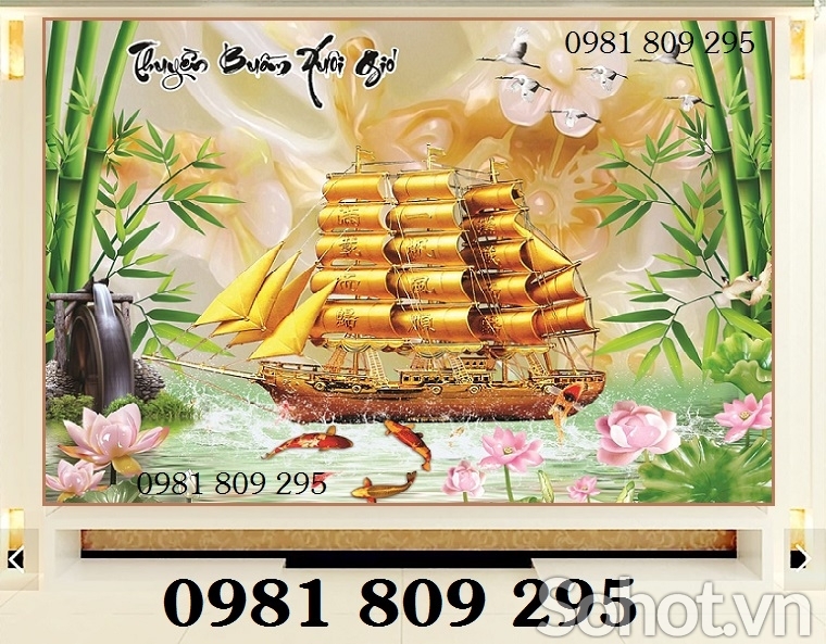 Tranh gạch 3d phong thủy , tranh thuyền