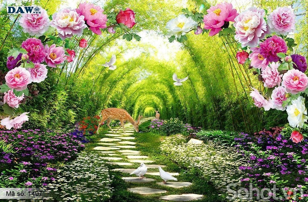 Tranh gạch 3d rừng tre trúc - VB55