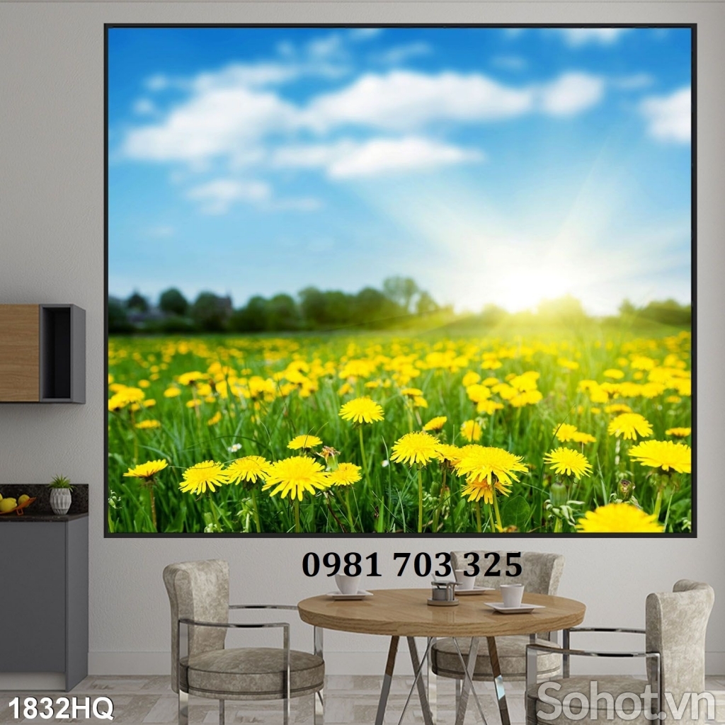 Tranh gạch 3D phong cảnh vườn hoa