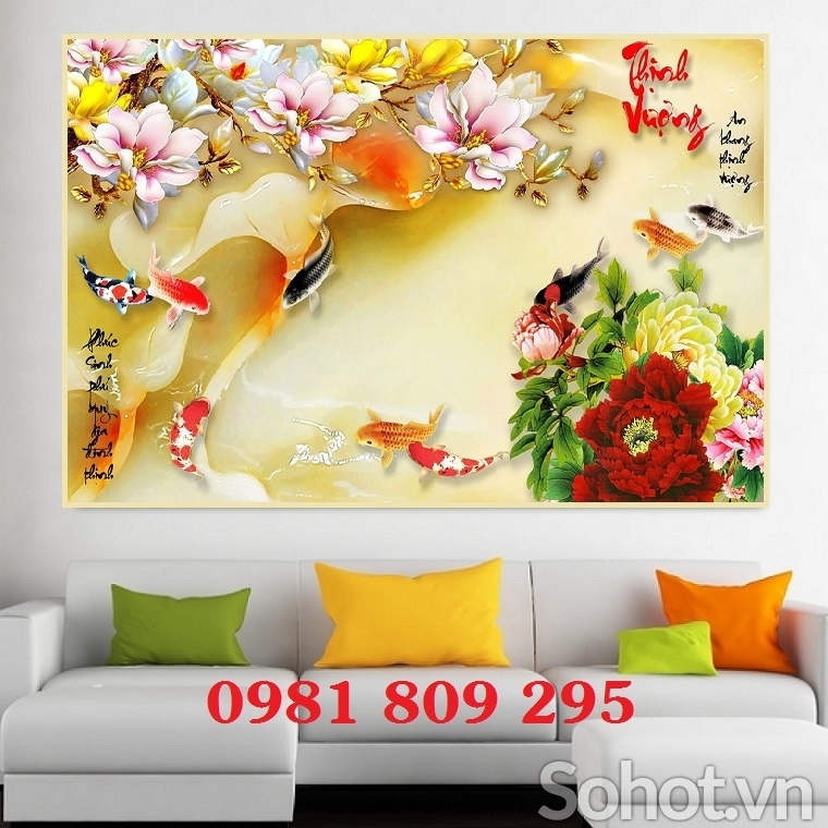 Tranh gạch 3d cá chép HD876