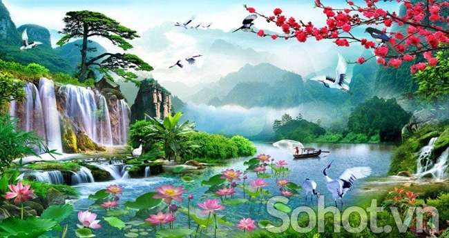 Tranh gạch 3d tùng hạc - Q95