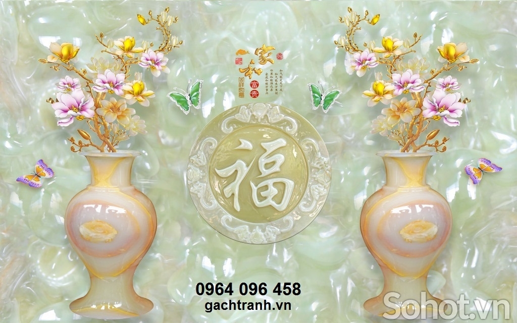 tranh gạch 3d hoa ngọc - HVC3
