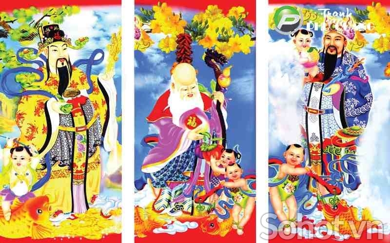 Tranh gạch 3d ốp tường phúc lộc thọ - SXC43