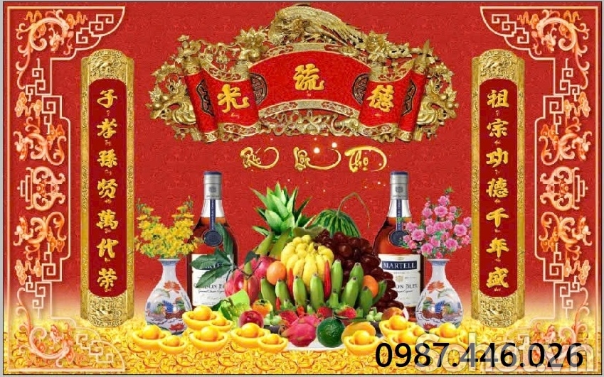 Tranh gạch men phòng thờ đẹp 3d HP8274