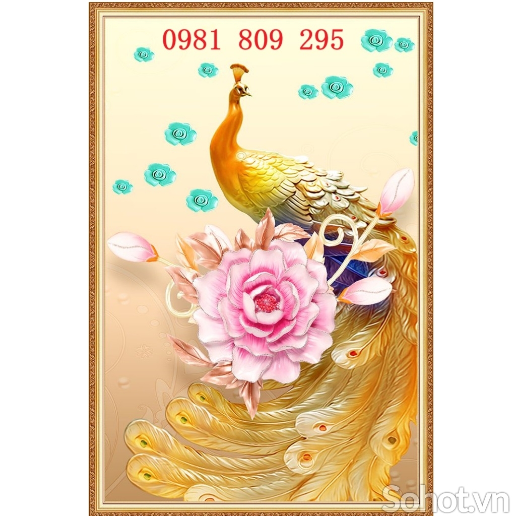 Gạch tranh chim công 3d hiên nhà