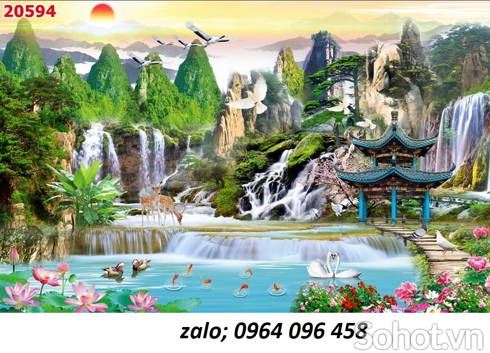 Tranh gạch 3d ốp tường phong cảnh đồng quê - XMC24