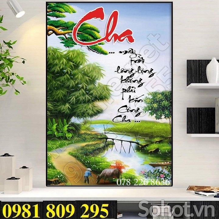 Gạch tranh làng quê cánh đồng lúa GBN788