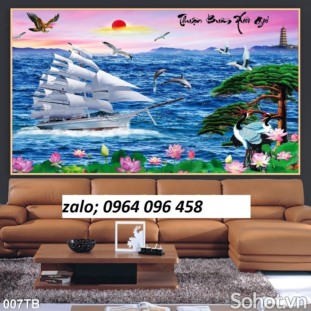 Gạch tranh 3d phong thủy thuyền buồm - SXVBB74