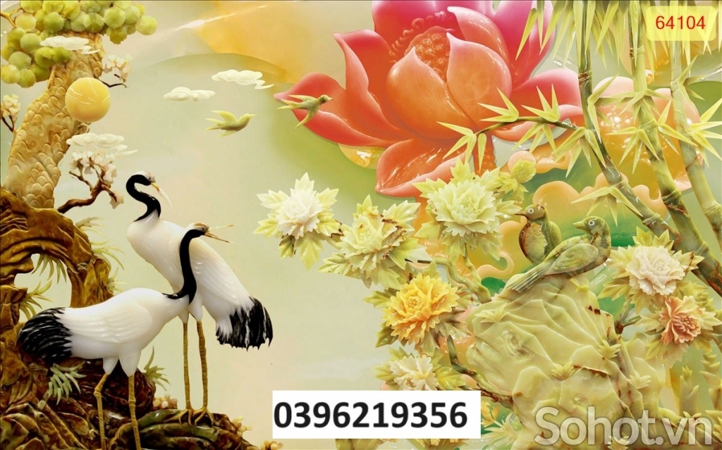 Tranh gạch hình tùng hạc 3D