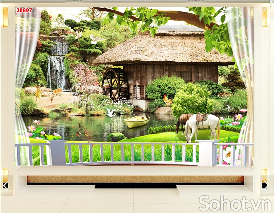 Tranh gạch 3D ốp  tường trang trí phòng khách