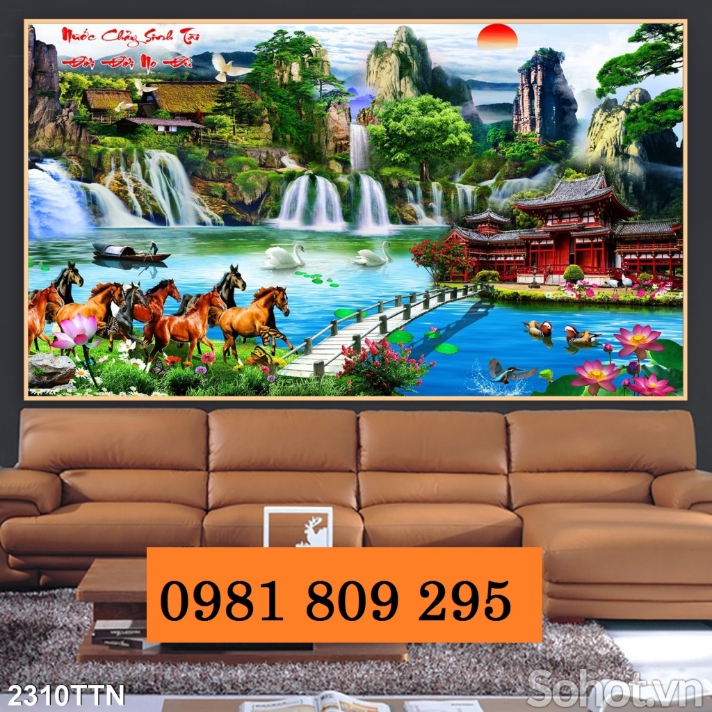 Tranh gạch phòng khách 3d ngựa GF84