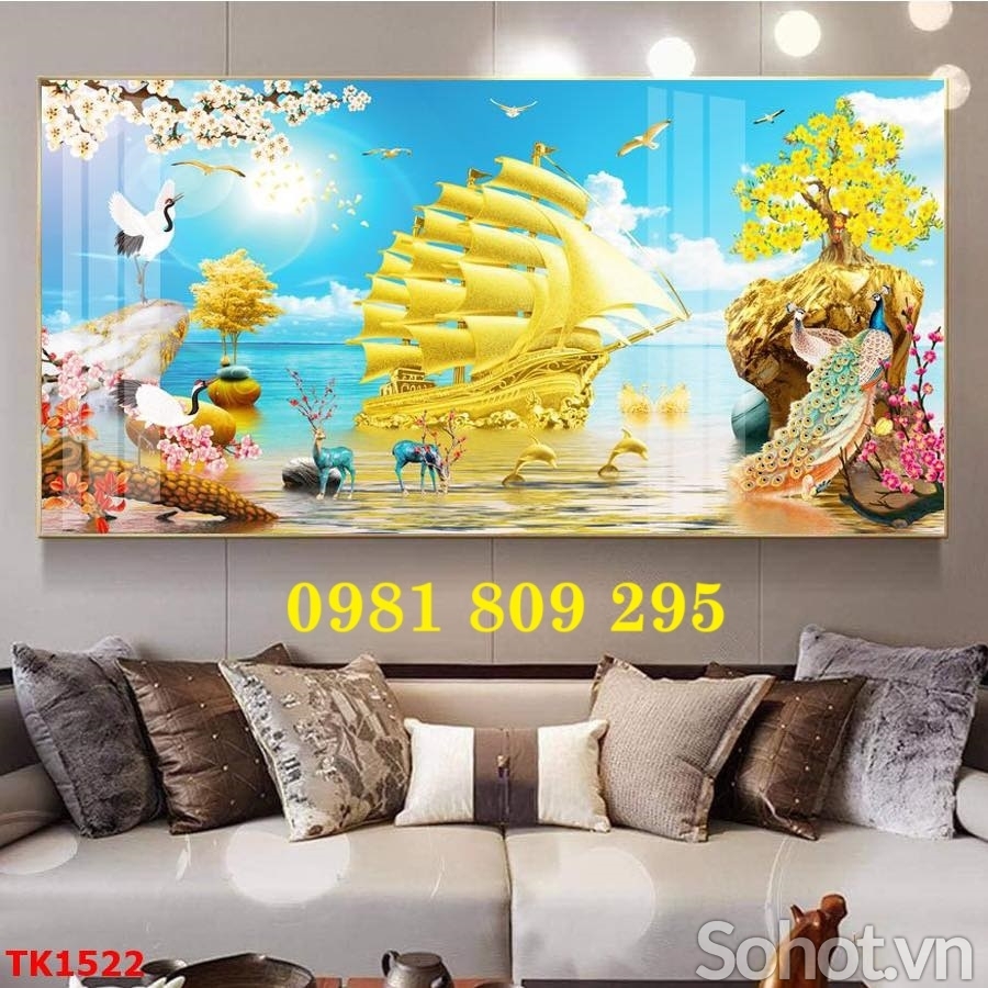 Tranh thuyền , gạch tranh phong thủy 3d