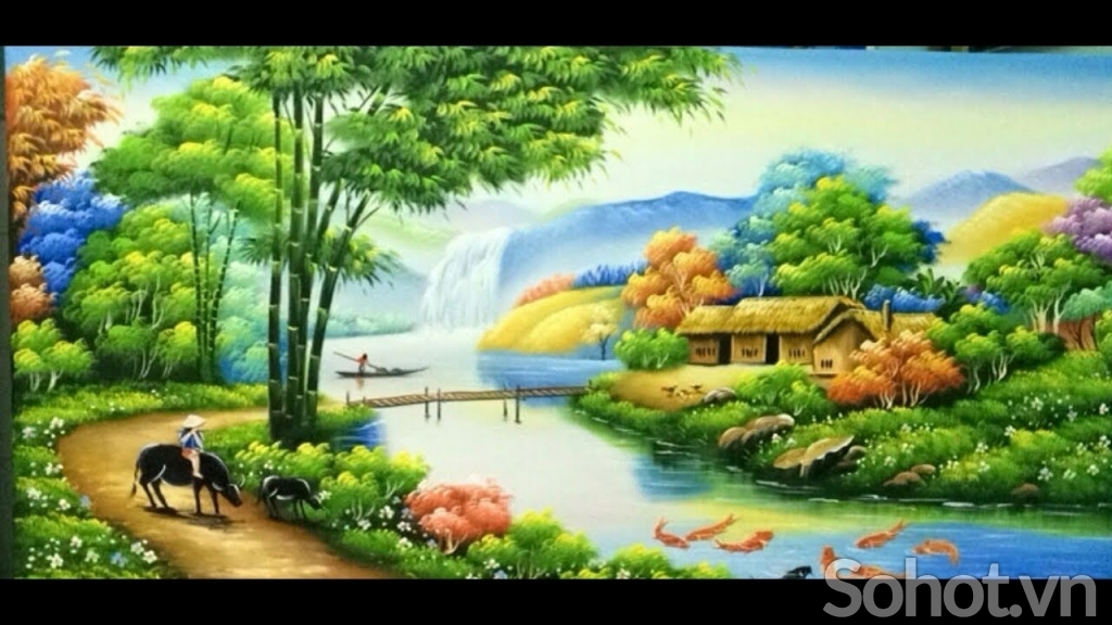 Tranh cảnh đồng quê - tranh gạch 3d ốp tường - TFCVV5