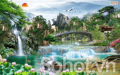 Tranh gạch phong cảnh đồng quê 3d - DXCV2