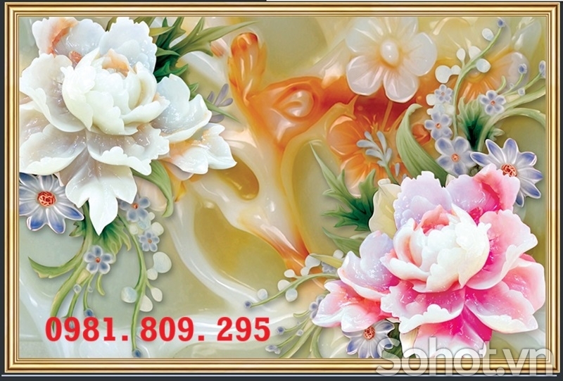 Tranh hoa mẫu đơn , gạch tranh đặt theo yêu cầu