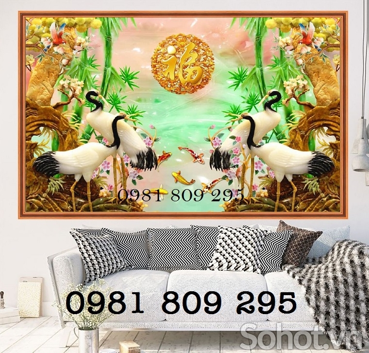 Tranh gạch chim hạc 3d cao cấp HG9343