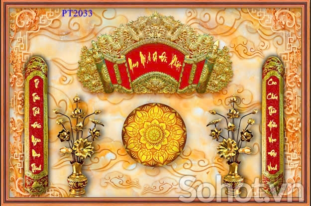 Tranh câu đối phòng thờ - gạch tranh 3D