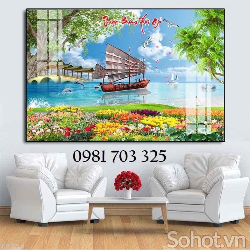 Tranh phong thủy thuận buồm xuôi gió, tranh gạch