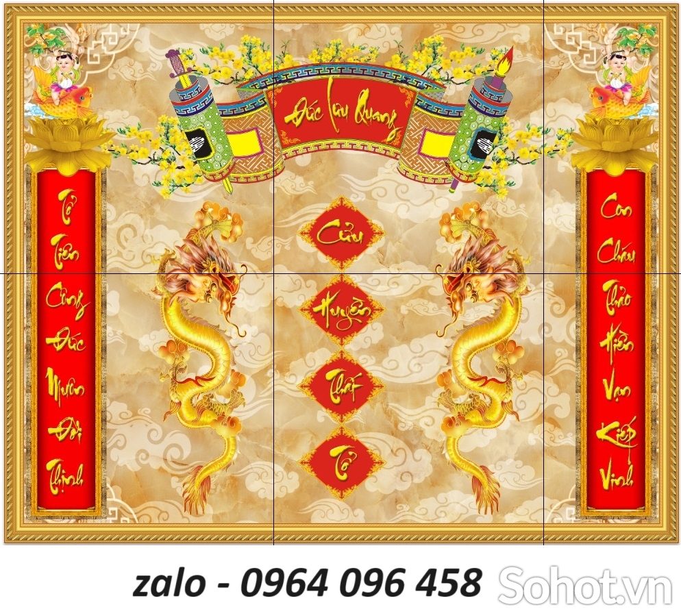 Tranh gạch 3d ốp tường phòng thờ - XVB75