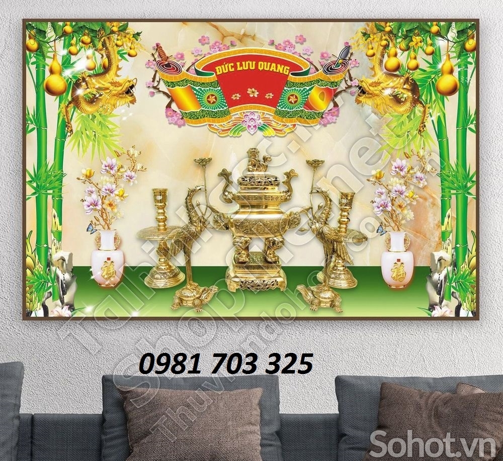 Tranh gạch 3D phòng thờ- gạch tranh ốp tường