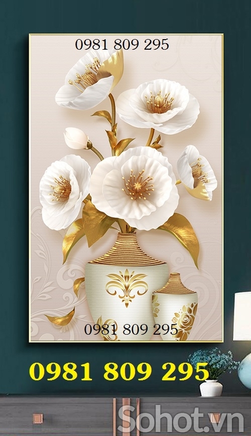 Gạch 3d bình hoa trang trí