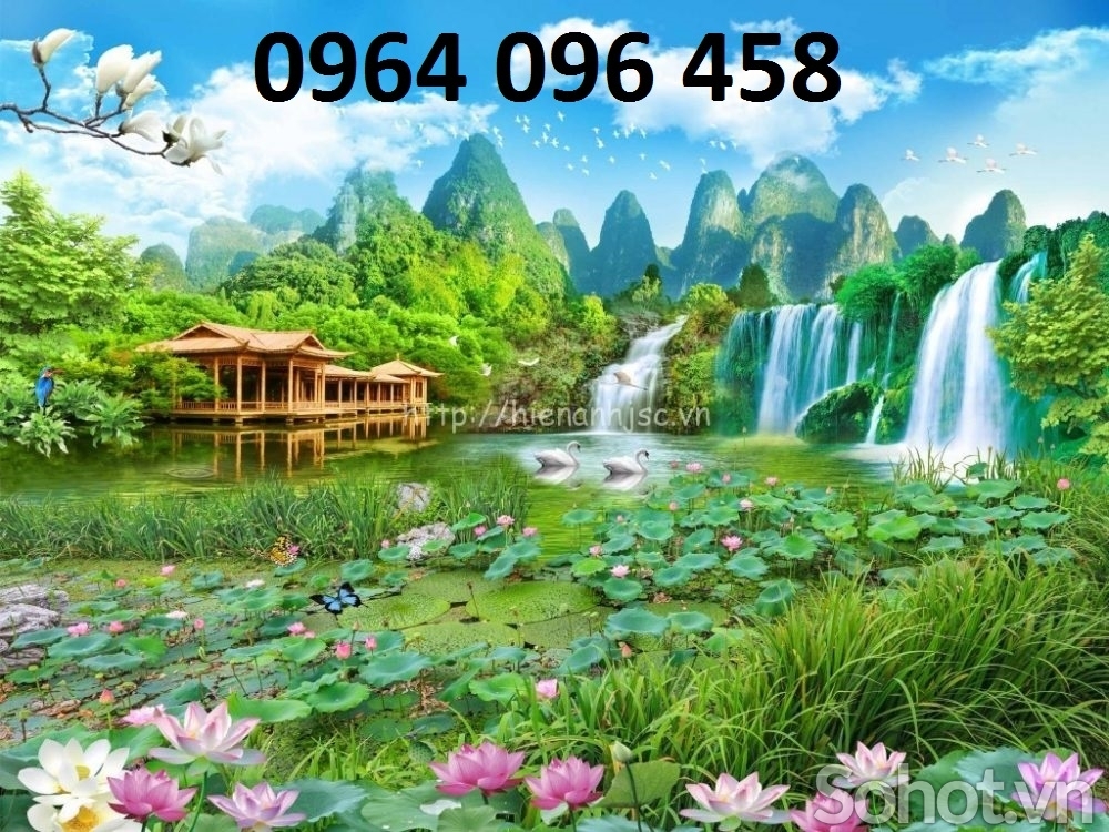 Tranh hoa sen 3d - tranh gạch 3d hoa sen - 74XP
