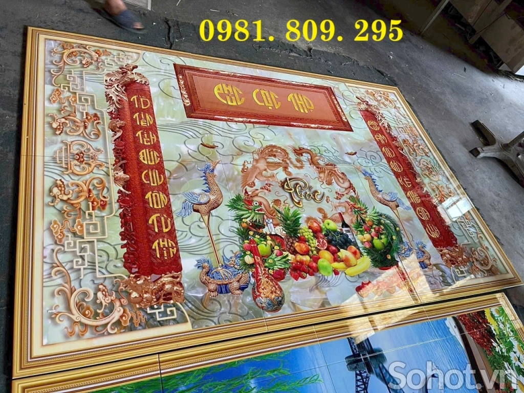 Tranh 3D gạch ốp tường bàn thờ đẹp